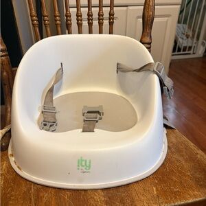 White Booster Seat with Safety Straps